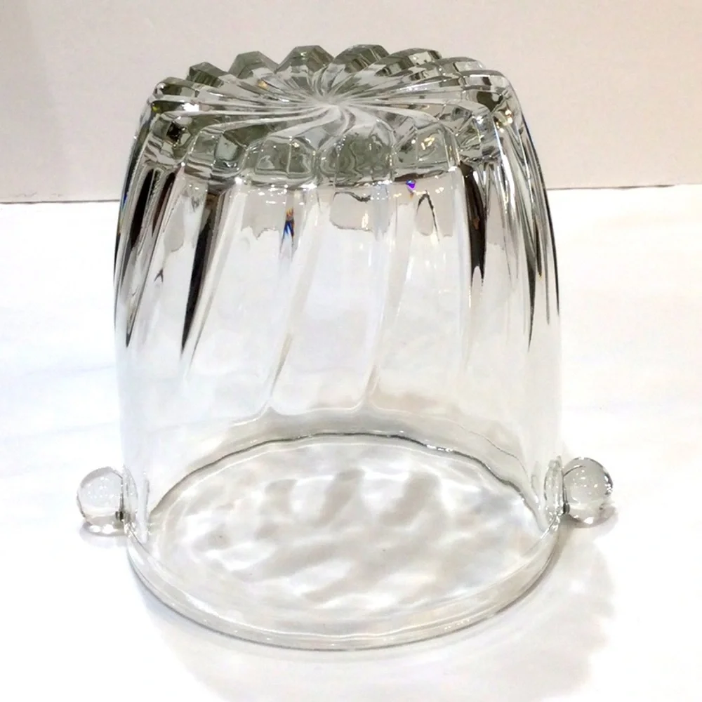 Vintage Arte Murano Italy Cut Crystal Ice Bucket w/Knob Handles